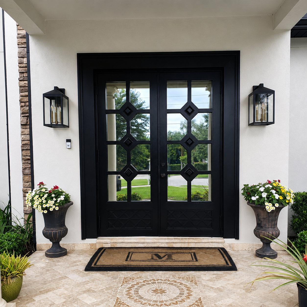 Puerta Principal Doble de Aluminio Negro — Darioscustom