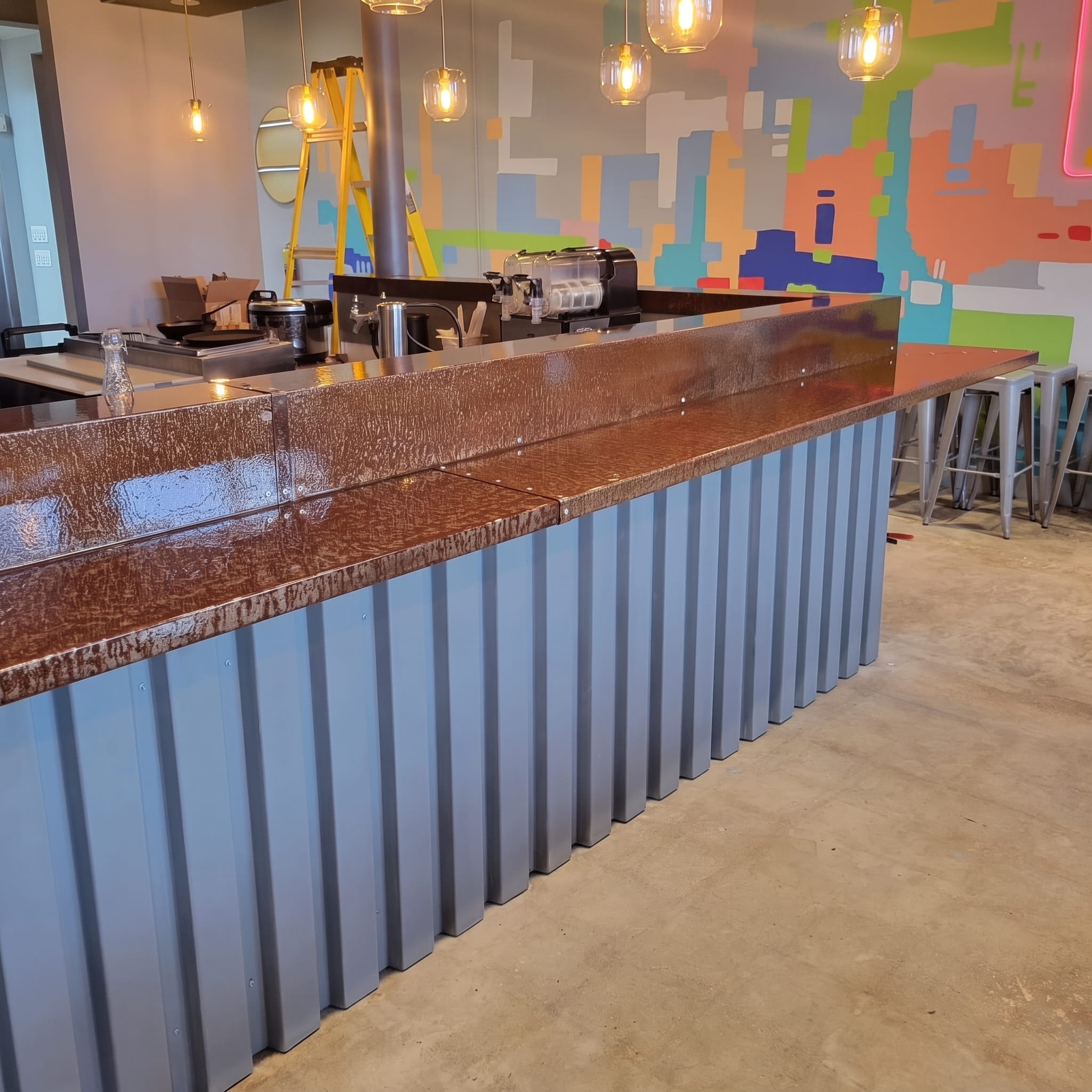 Corrugated Metal Commercial Bar Counter — Darioscustom
