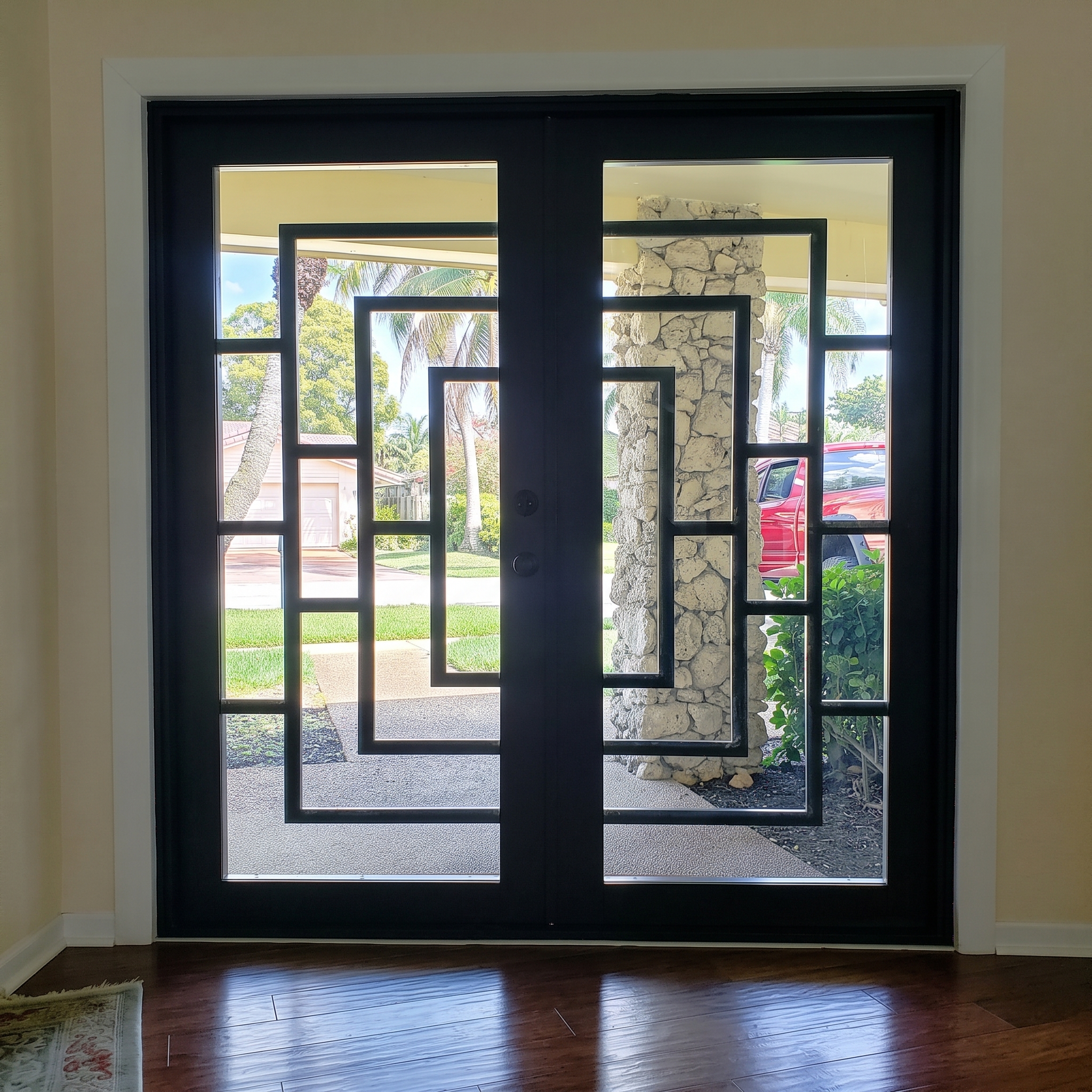 Puerta Doble Geométrica de Aluminio Moderno — Darioscustom