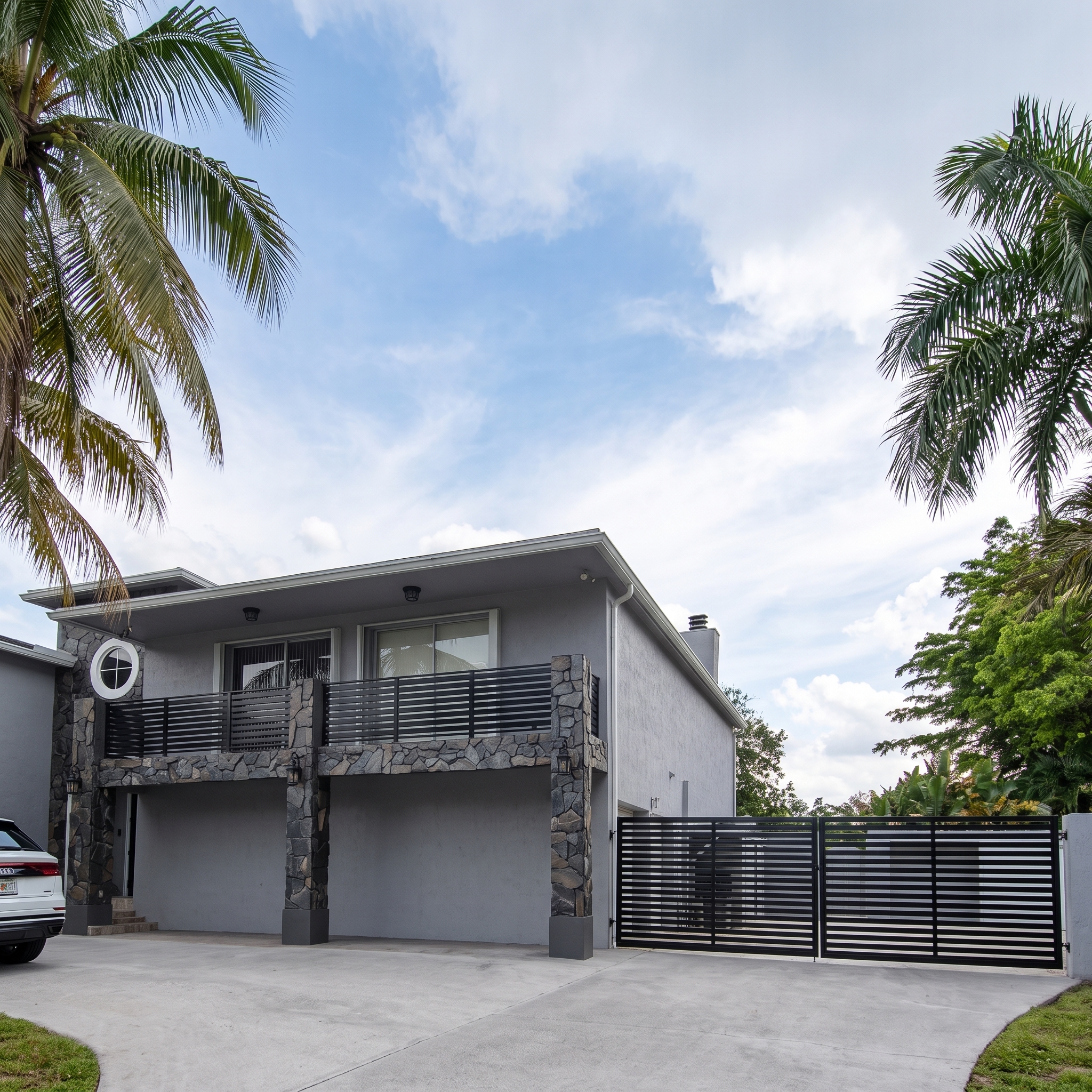 Modern Horizontal Slat Driveway Gate — Vista 1