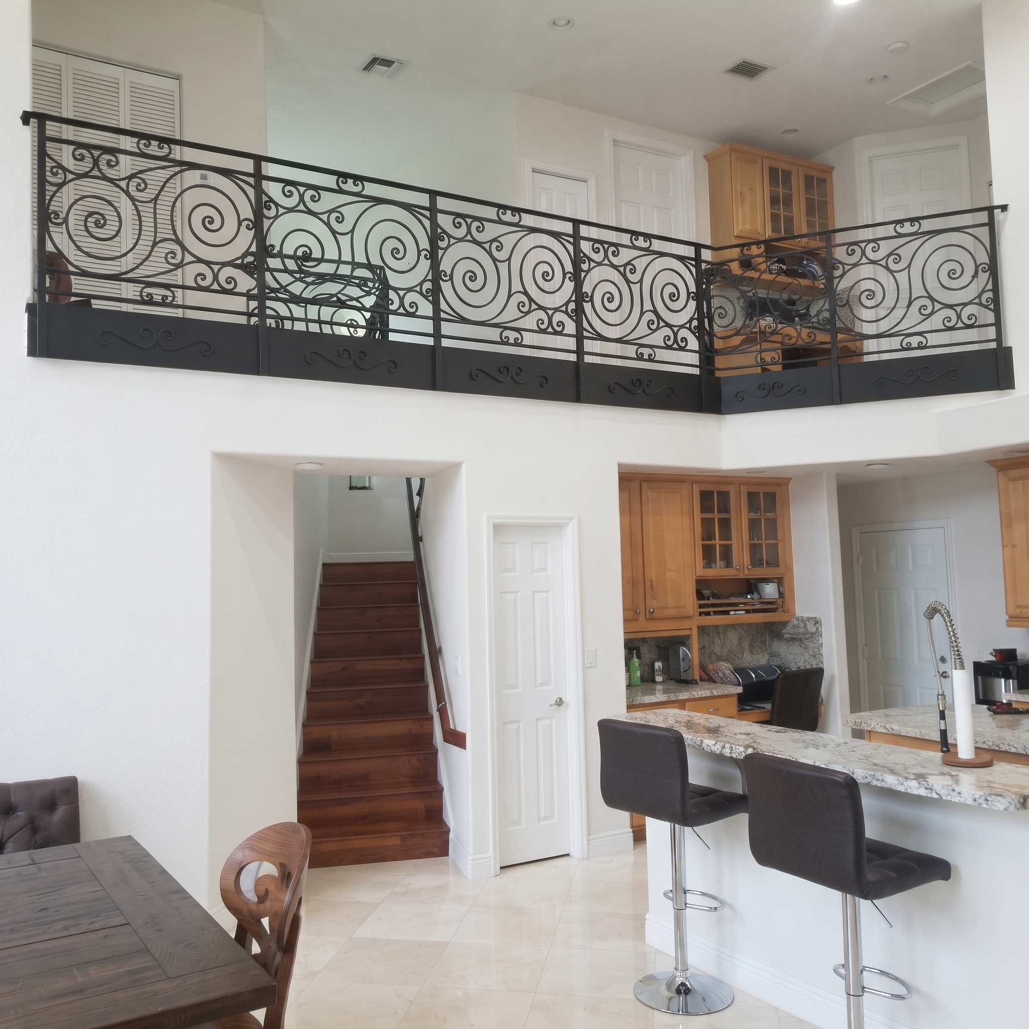 Ornate Black Metal Loft Railing — Vista 1