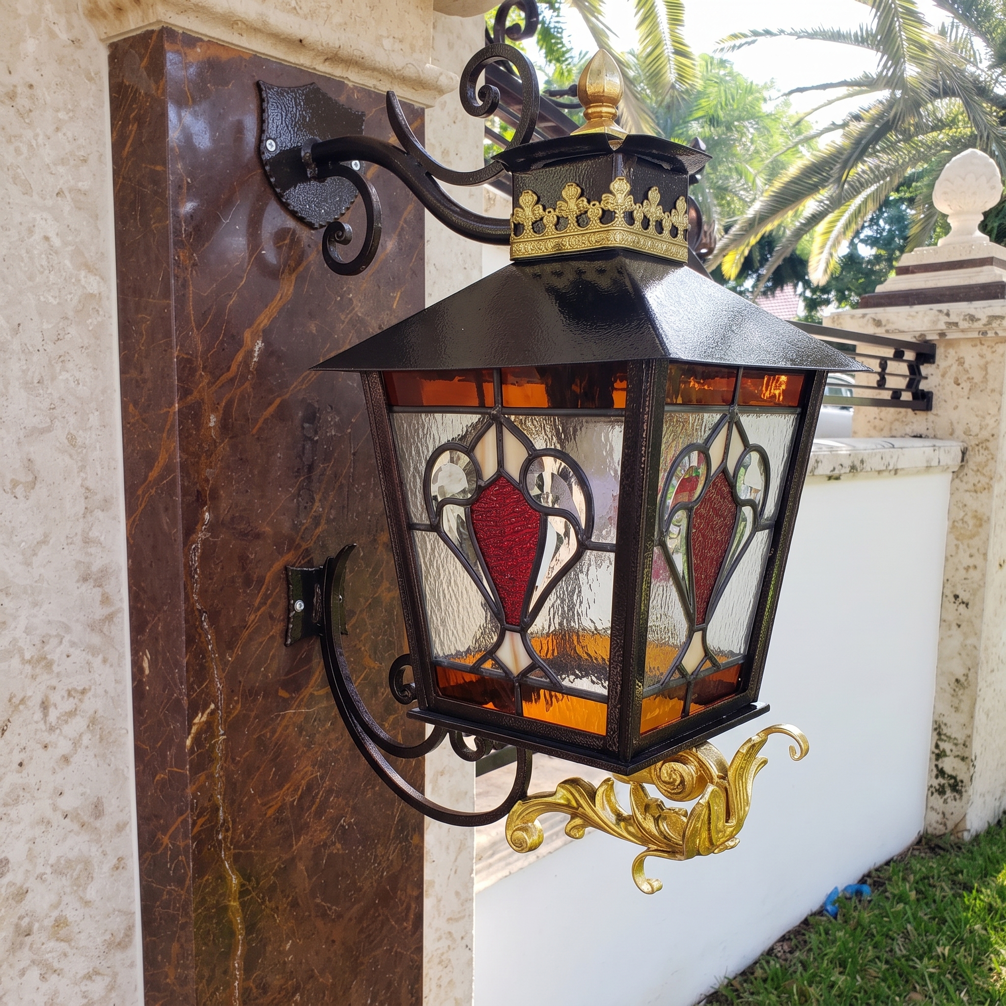 Ornate Metal Outdoor Wall Lantern — Darioscustom