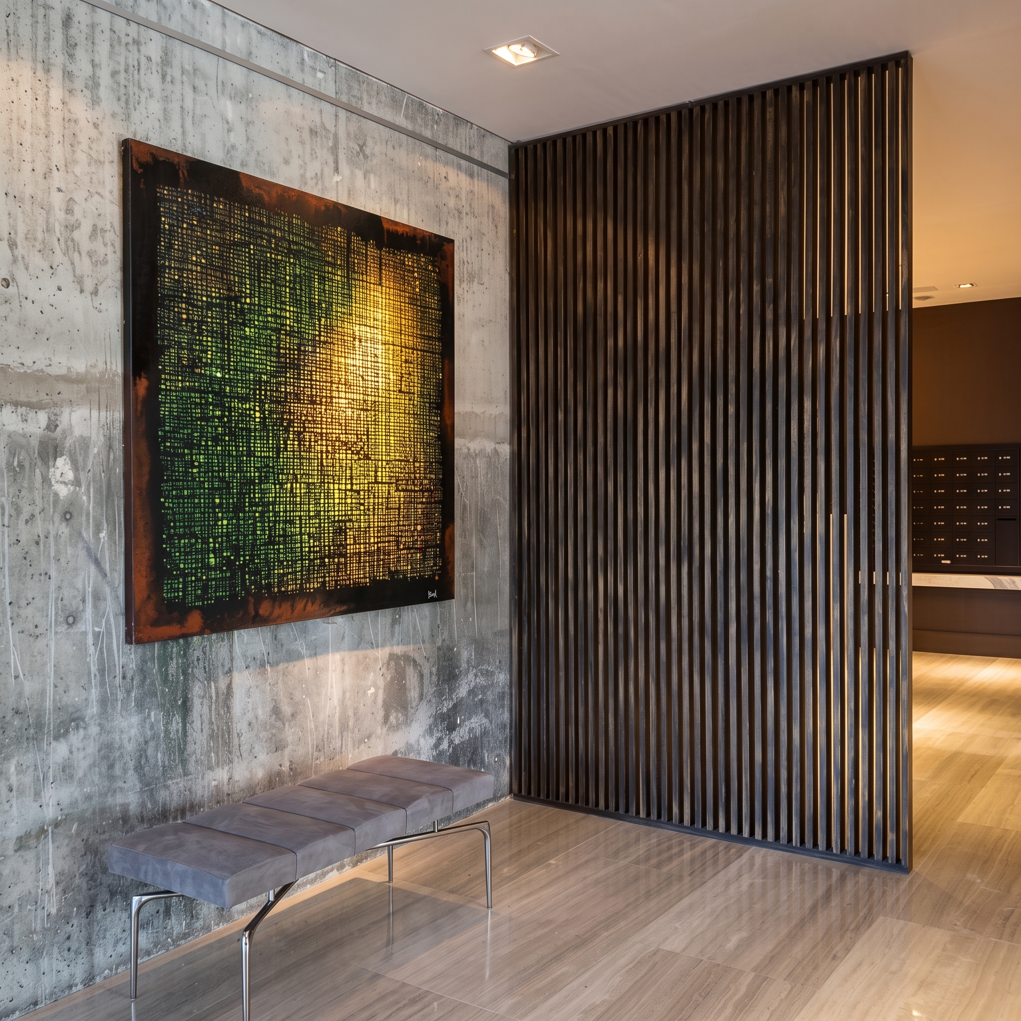 Vertical Metal Slat Room Divider — Vista 1